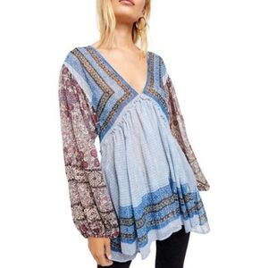 free people aliyah tunic in blur and pink